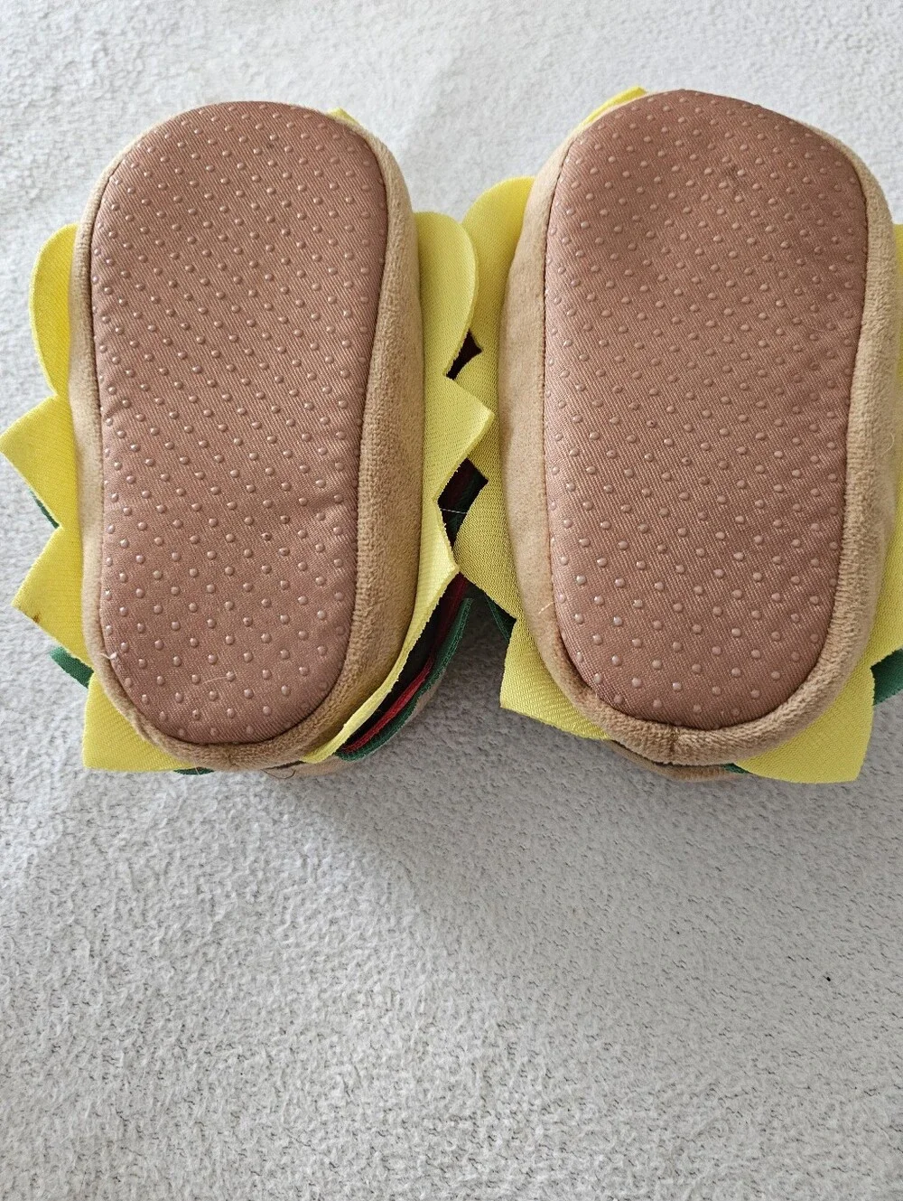 Carter's Nathan Hamburger Plush Slippers Toddler Boy Girl Size L 9-10 Novelty